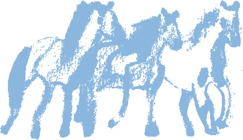 blue horse from run single art