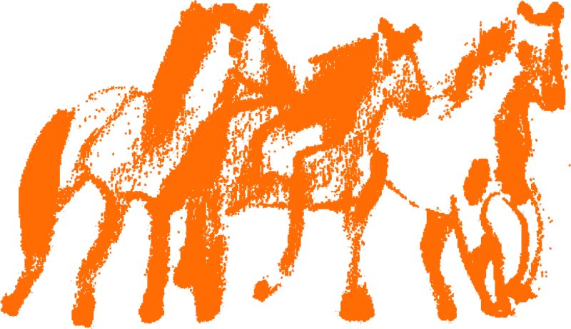 blue horse from run single art